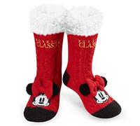 Disney Calze a Pantofola da Donna EU 35-41, Calzini Antiscivolo Donna in Caldo Pile, Idea Regalo (Rosso Minnie)