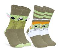 Disney Calze Donna a Pantofola - Set 2 Paia Calzini Antiscivolo Invernali Stitch Topolino Minnie Baby Yoda (Grigio Mandalorian)