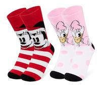 Disney Calze Donna a Pantofola - Set 2 Paia Calzini Antiscivolo Invernali Stitch Topolino Minnie Baby Yoda (Multicolore Mickey/Daisy)