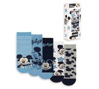 Disney Calzini al polpaccio per bambini di Topolino, set da 5 | Blu, Nero, Bianco, Grigio | Righe, Pois, Stampa con personaggi | Abbigliamento quotidiano | Accessori per bambini