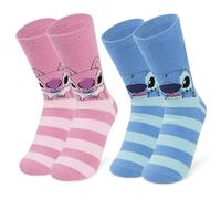 Disney Calzini Antiscivolo Donna e Adolescenti 35-41 EU, Pacco da 2 Morbido Pile Calze Colorate (Multicolore/Multi Stitch/Angel)
