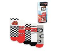 Disney Calzini Cars Lightning McQueen per bambini, rossi, neri, bianchi e grigi, set da 5 | Abbigliamento quotidiano con motivo a righe e quadri | Calzini con personaggi per bambini Merch