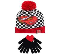 Disney Cappello Sciarpa Guanti Invernale Set per Bambini Cars Rosso Taglia unica