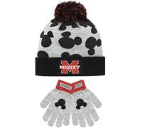 Disney Cappello Sciarpa Guanti Invernale Set per Bambini Mickey Mouse Grigio Taglia unica