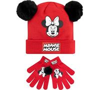 Disney Cappello Sciarpa Guanti Invernale Set per Bambini Minnie Mouse Rosso Taglia unica
