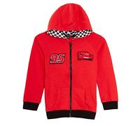 Disney Cars - Felpa con cappuccio e cerniera, motivo Saetta McQueen Red 3-4 Anni