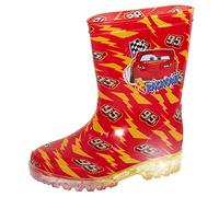 Disney Cars Light Up Wellington Stivali Ragazzi Stivali Stivali Bambini Lightning McQueen Rain Wellys con Luci Lampeggianti, Rosso, 30 EU