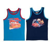 Disney Cars - Lightning McQueen, Canottiera intima per ragazzi e bambini, colore blu (confezione da 2), Blu, 110/116 cm
