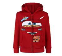 Disney Cars' Lightning McQueen - Felpa con cappuccio e tasche per bambino, con zip frontale, Rosso, 8