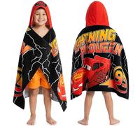 Disney Cars Lightning McQueen Incappucciato Asciugamani Bambino, Cotone Bagno e Asciugamano Mare, Morbido e Assorbente Asciugamani Bambini con Cappuccio, Estate Regalo Bambino (Rosso/Nero Cars)