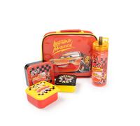 Disney Borsa pranzo rossa per bambini Cars | Set con borraccia e 3 contenitori per snack di Saetta McQueen | Kit pranzo scolastico con cerniera e maniglia per il trasporto