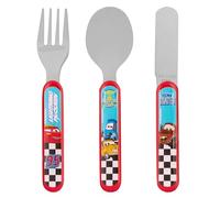 Disney Cars - Set di 3 posate per bambini, con coltello, forchetta e cucchiaio, in resistente plastica ABC e acciaio inox, con scritta "Lightening McQueen", per bambini dai 36 mesi in su