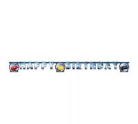 Disney Cars - Striscione di carta FSC per feste, con scritta "Happy Birthday", lunghezza 2 m