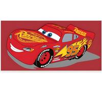 Disney Cars - Telo da spiaggia e da bagno, 70 x 140 cm, 100% cotone, morbido e assorbente, per bambini, motivo: "Saetta McQueen" Red Racing Action Disney Pixar, ideale per spiaggia, bagno e piscina