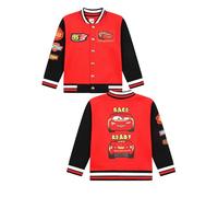 Disney Cars Varsity Bomber Saetta McQueen Baseball Style Cappotto per bambini, Rosso, 4-5 Years