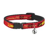 Disney Cat Collar, Breakaway Collar with Bell, Cars Lightning McQueen Text with