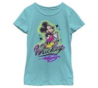 Disney Characters Airbrush Mickey Girl's Solid Crew Tee