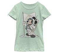 Disney Characters Astro Mickey Girl's Heather Crew Tee, Mint, Large