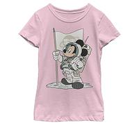 Disney Characters Astro Mickey Girl's Solid Crew Tee, Light Pink, X-Small