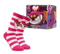 Disney Stitch Soffice Calze Pantofola Donna, Calzini Antiscivolo - Regalo Donna (Gatto del Cheshire rosa shocking)