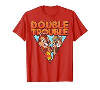 Disney Chip 'N Dale Double Trouble Text Maglietta, Uomo, Rosso, S