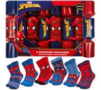 Disney Christmas Crackers con 6 Calzini Divertenti Stitch Marvel Frozen per Donna Bambini - 6 Crakers Natalizi con Stitch Gadget Regalo Originali (Rosso/Blu Spiderman Bambini)