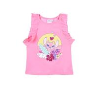 Disney Classics Canotta con Stitch, Rouches e Decorazioni Floreali, 100% Cotone, per Bambina