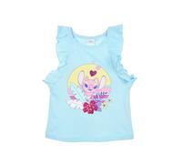 Disney Classics Canotta con Stitch, Rouches e Decorazioni Floreali, 100% Cotone, per Bambina