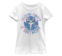Disney Classics Lilo e Stitch, Stitch 6Th Birthday Ragazze Maglietta Girocollo Bianco 140