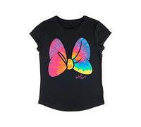 Disney Classics Mickey & Friends - Tie Dye Bow Women's Rolled-Sleeve Black M