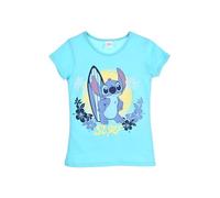 Disney Classics T-Shirt Stitch, Maglietta per Bambina, 100% Cotone, con Stampa Hawaii (IT, età, 4 Anni, Regular, Fucsia)
