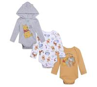Disney Classics Topolino Winnie the Pooh Minnie - Body per neonati, confezione da 3 pezzi, per neonati fino a 24 mesi, Grigio/Bianco/Giallo, 3-6 Monate