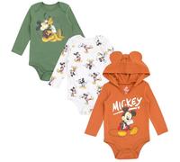 Disney Classics Topolino Winnie the Pooh Minnie - Body per neonati, confezione da 3 pezzi, per neonati fino a 24 mesi, verde/bianco/arancione bruciato, 0-3 Monate
