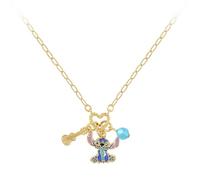 Disney Collana con ciondolo a forma di punto placcato oro con gemma blu