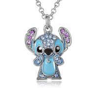 Disney Collana con pavé di Stitch - 40,6 cm + 7,6 cm catena regolabile gioielli alla moda, Alla moda, Cristallo