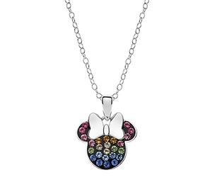 Disney Collana Minnie Donna in Argento 925 con Zirconi Multicolore, Dimensione Regolabile, Sicuri per Pelli Sensibili, adatta per Donne e Bambine, Confezione Regalo Inclusa, Gioielli Ufficiali Disney