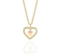 Disney Collana Minnie Mouse Cuore, in Ottone Dorato con Perle Bianche, per Donna e Bambine, Dimensione Regolabile 41 cm + 5 cm, Pronta da Regalare, Gioielli Ufficiali