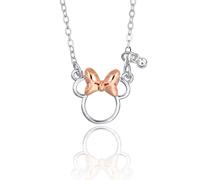 Disney Collana Minnie Mouse, in Ottone con Fiocco Rosa, Lunghezza Regolabile 40+5cm, per Donna o Bambina, Pronta da Regalare, Gioielli Ufficiali
