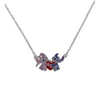 Disney Collana placcata in argento con ciondolo a forma di cuore smaltato e angelo, 45,7 cm