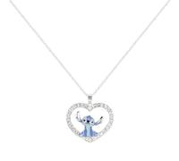 Disney Collana Stitch con Pendente a Cuore e Cristalli Bianchi Brillanti, Gioiello con Licenza Ufficiale Disney per Bambina e Ragazza, Confezione Regalo Inclusa