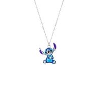 Disney Collana Stitch in Argento 925 per Bambina con Ciondolo Smaltato Blu Azzurro e Viola, Lunghezza Regolabile 45 cm, Confezione Regalo, Gioielli Ufficiali