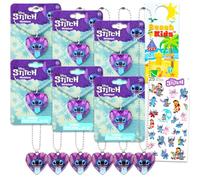 Disney Collane per feste di compleanno per bambini, con 6 targhette per cani per ragazze e adesivi, molto altro ancora | Lilo e Stitch forniture per feste di compleanno, Collana di punto, collana di