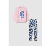 DISNEY, Completo Da Bambina In Misto Cotone Rosa E Blu Con Stampa Stitch, Rosa, Taglia: 3-4