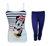 Disney Completo Donna Top e Leggings in Cotone Elasticizzato Minnie topolina Art. WD20353 (Marine, M)