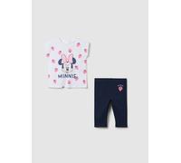 DISNEY, Completo Jogging Da Bambina In Cotone Elasticizzato Bianco E Blu Con Stampa Minnie, Bianco, Taglia: 12-18