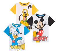Disney Confezione da 3 magliette classiche Topolino Pippo Paperino Dress Up Top Ragazze Ragazzi Cotone Estate Tees, Multi, 5-6 Anni