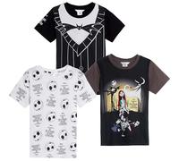 Disney Confezione da 3 magliette per bambini con scritta "Nightmare Before Christmas", Multi, 3-4 Anni