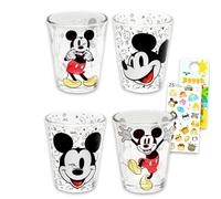 Disney Confezione da 4 bicchierini da shot di Topolino, con mini bicchieri da 42,5 g, con adesivi Topolino e altri mini bicchieri