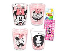 Disney Confezione da 4 bicchierini da shot Minnie Mouse con mini bicchieri da 42,5 g con Minnie Mouse Plus adesivi, set di mini tazze (gli stili possono variare)