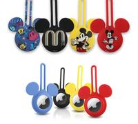 Disney Confezione da 4 custodie in silicone per Airtag con orecchie di Topolino, 4 portachiavi Airtag inclusi, anello per Airtag Topolino con 4 disegni, accessori portachiavi per Apple Airtag,